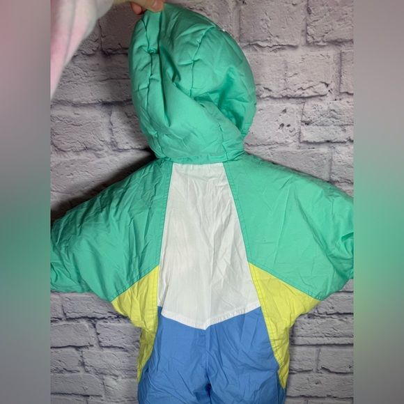 Vintage 90s Colorblock Kids Snowsuit Alpine mint blue and white size 18 months - Picture 6 of 9